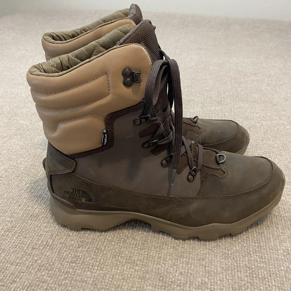 The North Face Snow‎ Boots Mens Size 11.5 Brown Leather Winter NF0A3314 Gorpcore